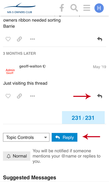 How to reply to a topic on mobile
