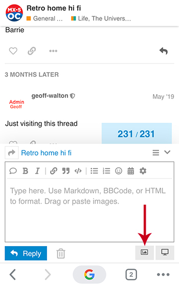 How to upload image in forum on mobile