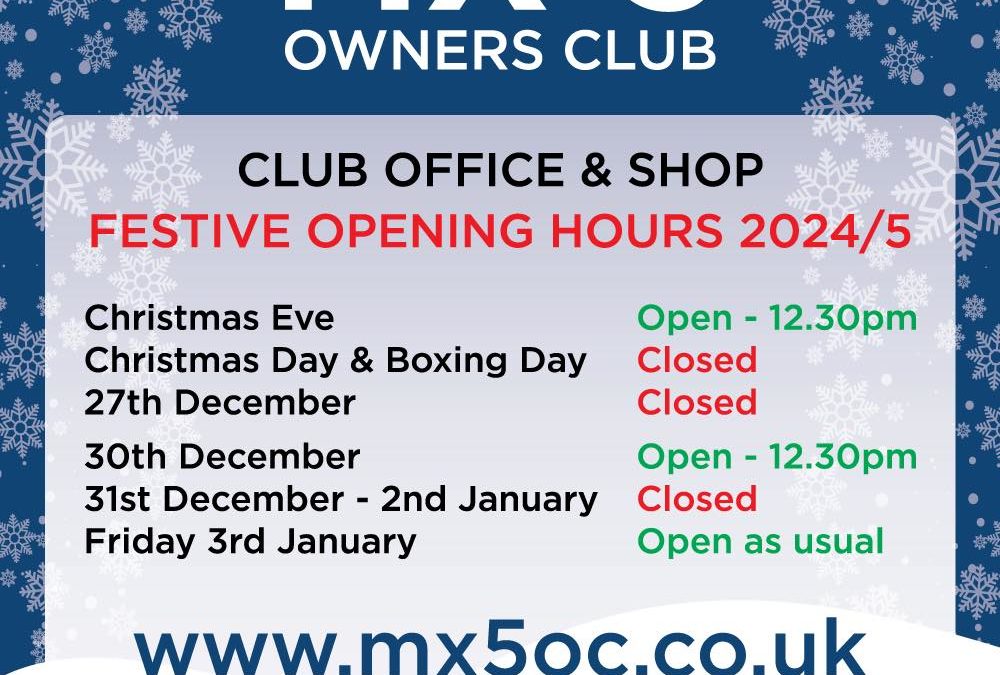 Festive Opening Hours